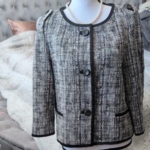 Talbots Black and White Tweed Blazer